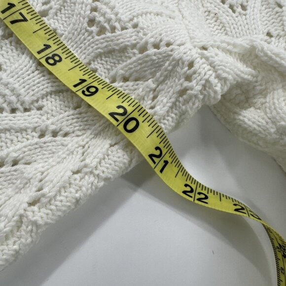 Croft & Barrow Womens Cardigan Sweater Large White Crochet Knit Open Front NEW - Picture 7 of 10